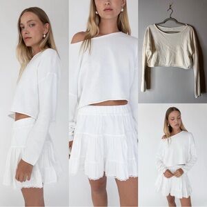 Oak + Fort Off the Shoulder Top in Cream Size XS